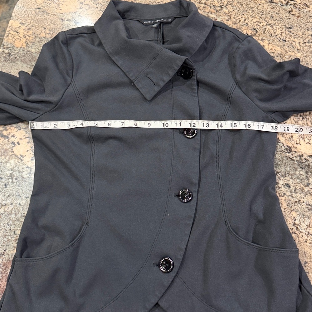 White House Black Market Charcoal Asymmetric Button Blazer - Picture 7 of 7